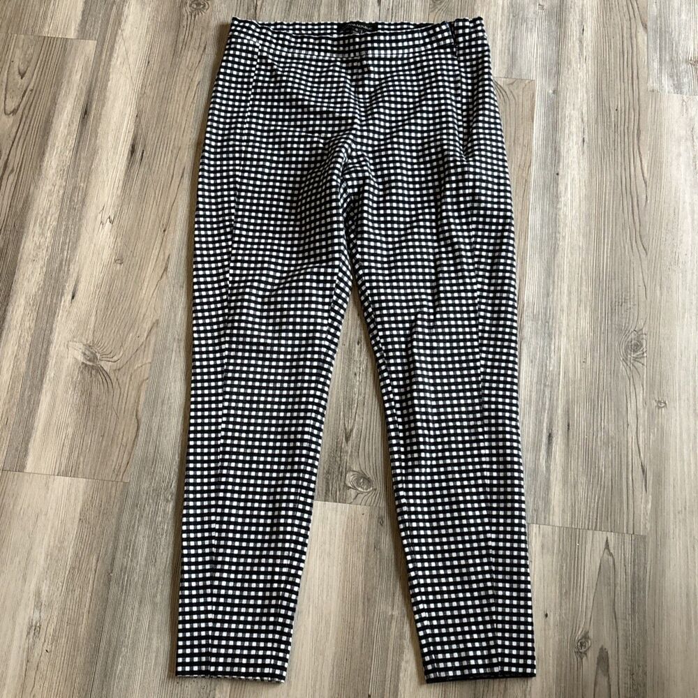 Banana Republic Black And White Gingham Dress Devon Pants Viscose Ankle Size 6